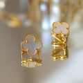 Van Cleef & Arpels CLOVER MEDIUM GOLD MOP STUD EARRINGS