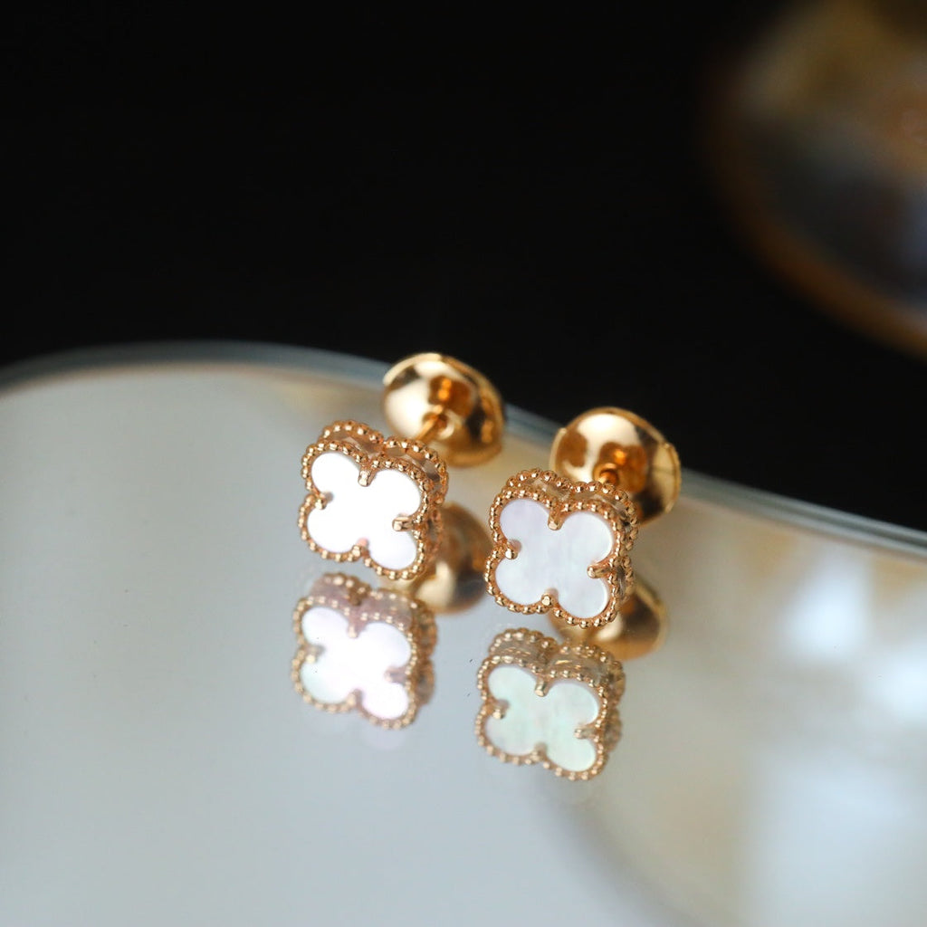 Van Cleef & Arpels CLOVER MINI PINK GOLD MOP EARRINGS
