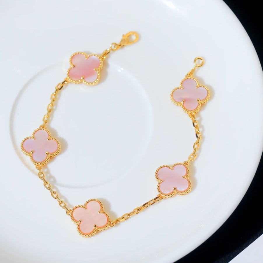 Van Cleef & Arpels CLOVER 5 PINK MOP GOLD BRACELET