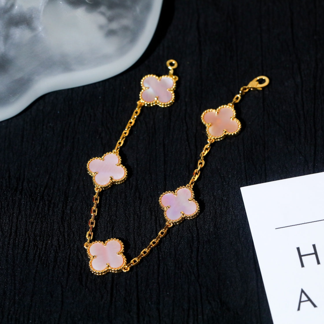 Van Cleef & Arpels CLOVER 5 PINK MOP GOLD BRACELET