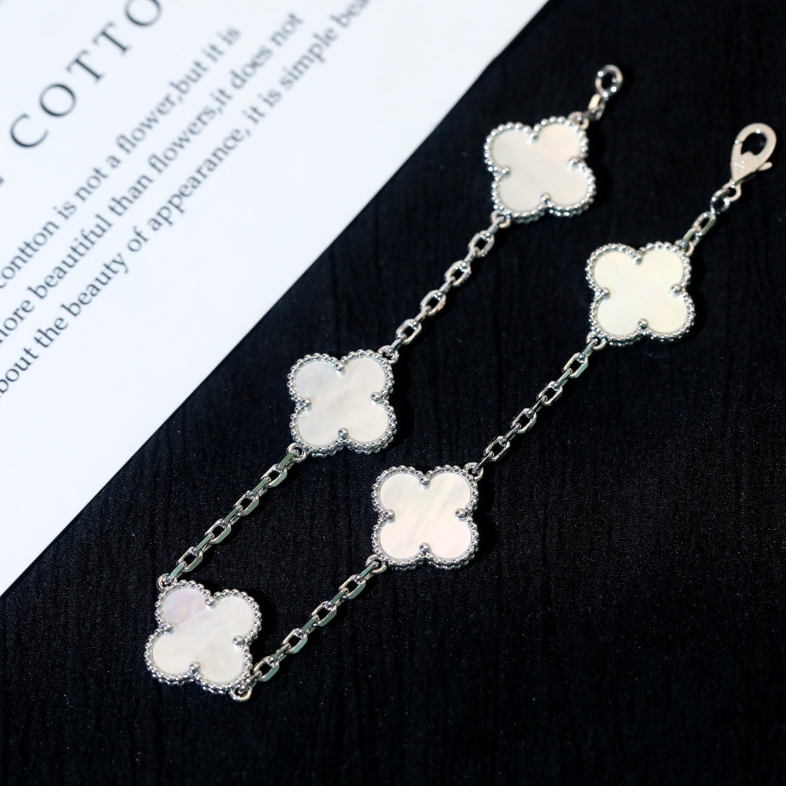Van Cleef & Arpels CLOVER 5 WHITE MOP SILVER BRACELET