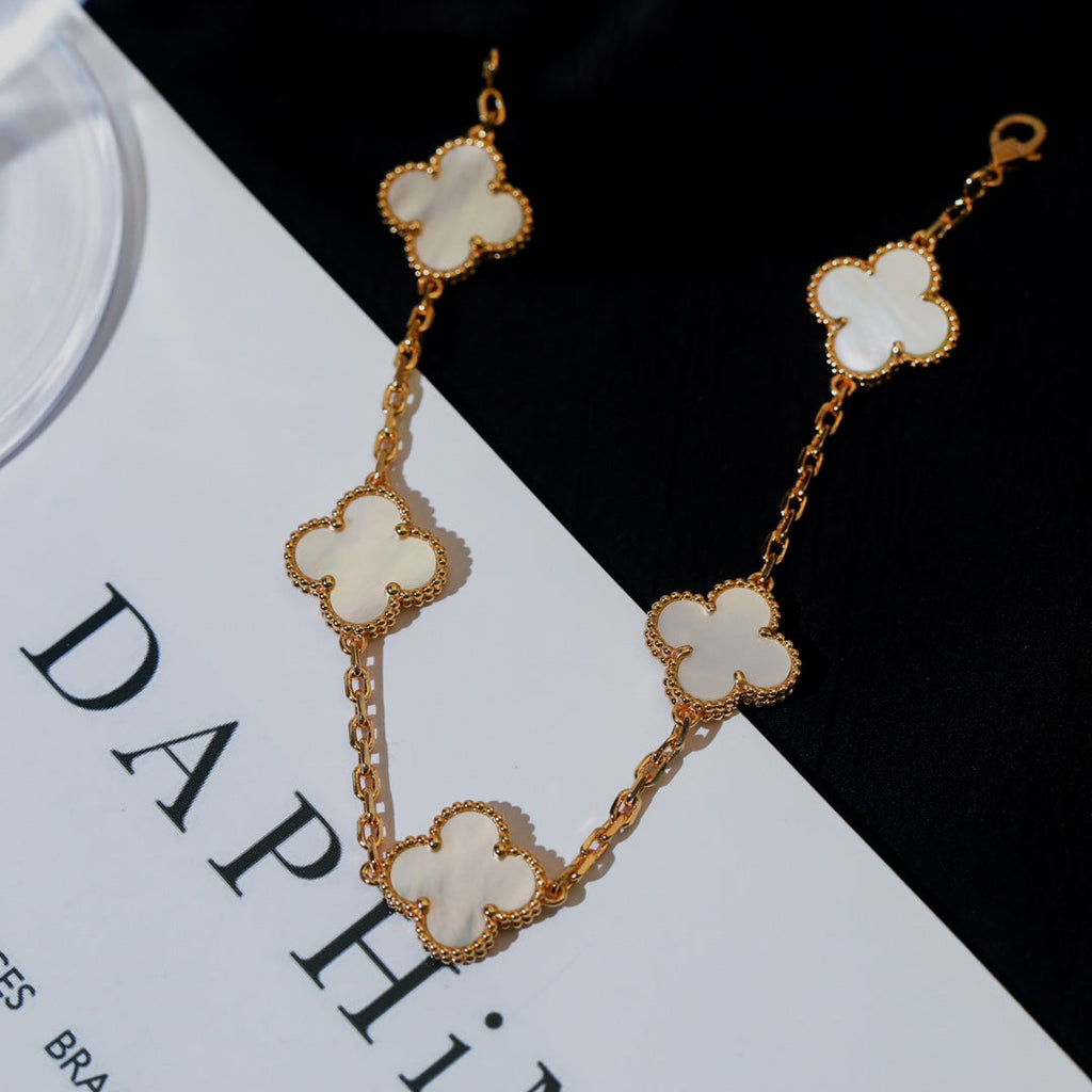 Van Cleef & Arpels CLOVER 5 WHITE MOP SILVER BRACELET