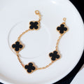 Van Cleef & Arpels CLOVER 5 MOTIF ONYX PINK GOLD BRACELET