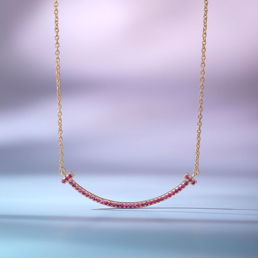 TIFFANY BIG SMILE PEDANT PINK DIAMOND NECKLACE