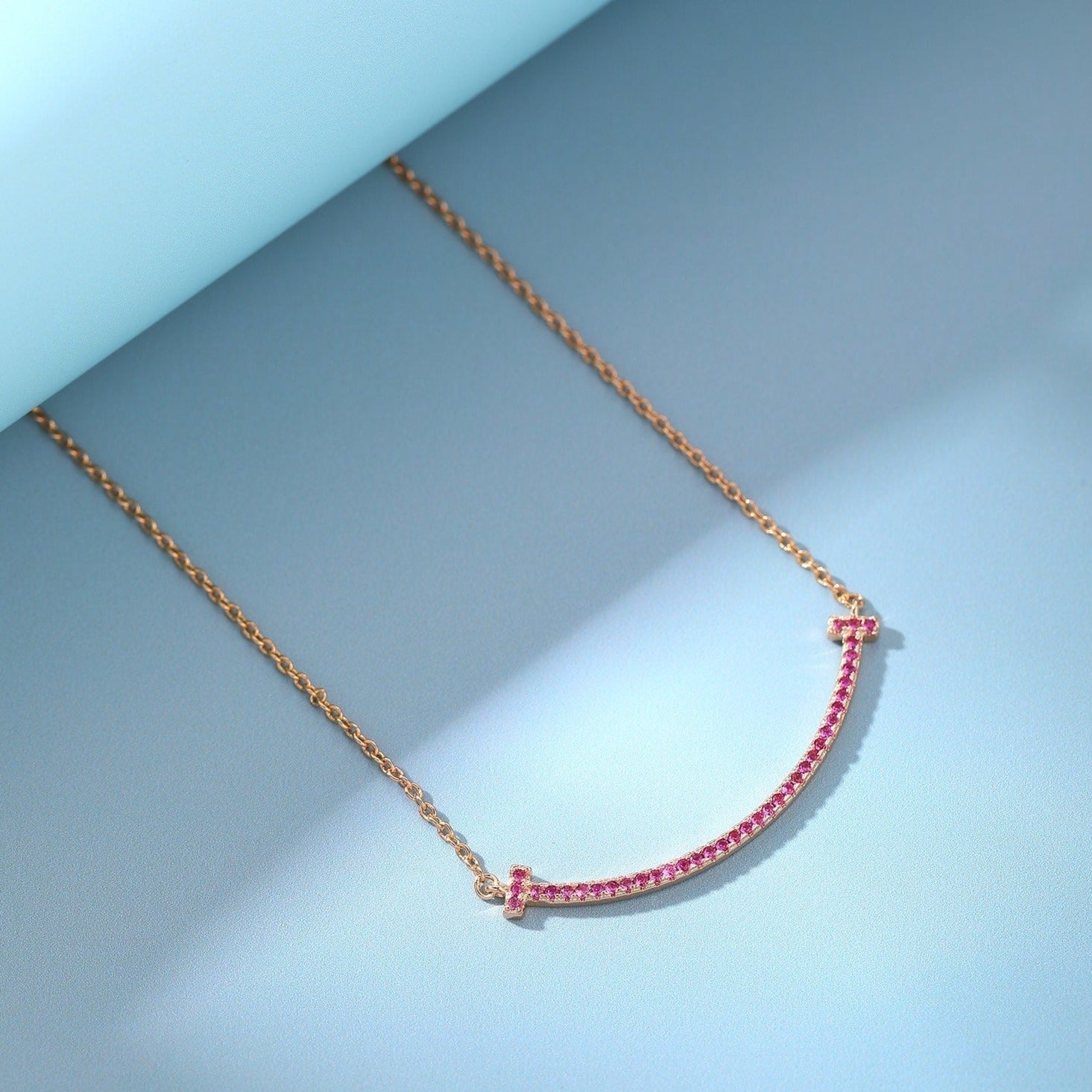 TIFFANY BIG SMILE PEDANT PINK DIAMOND NECKLACE