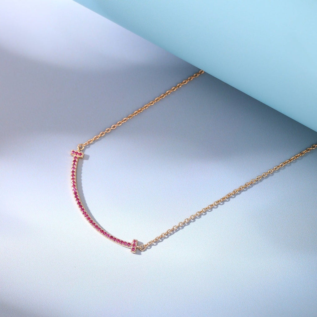 TIFFANY BIG SMILE PEDANT PINK DIAMOND NECKLACE