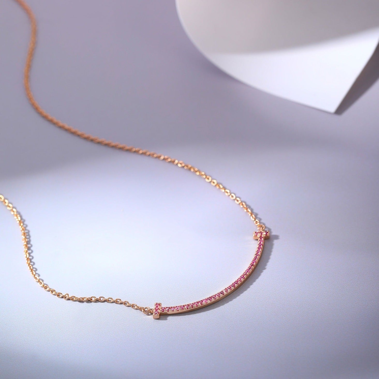 TIFFANY BIG SMILE PEDANT PINK DIAMOND NECKLACE
