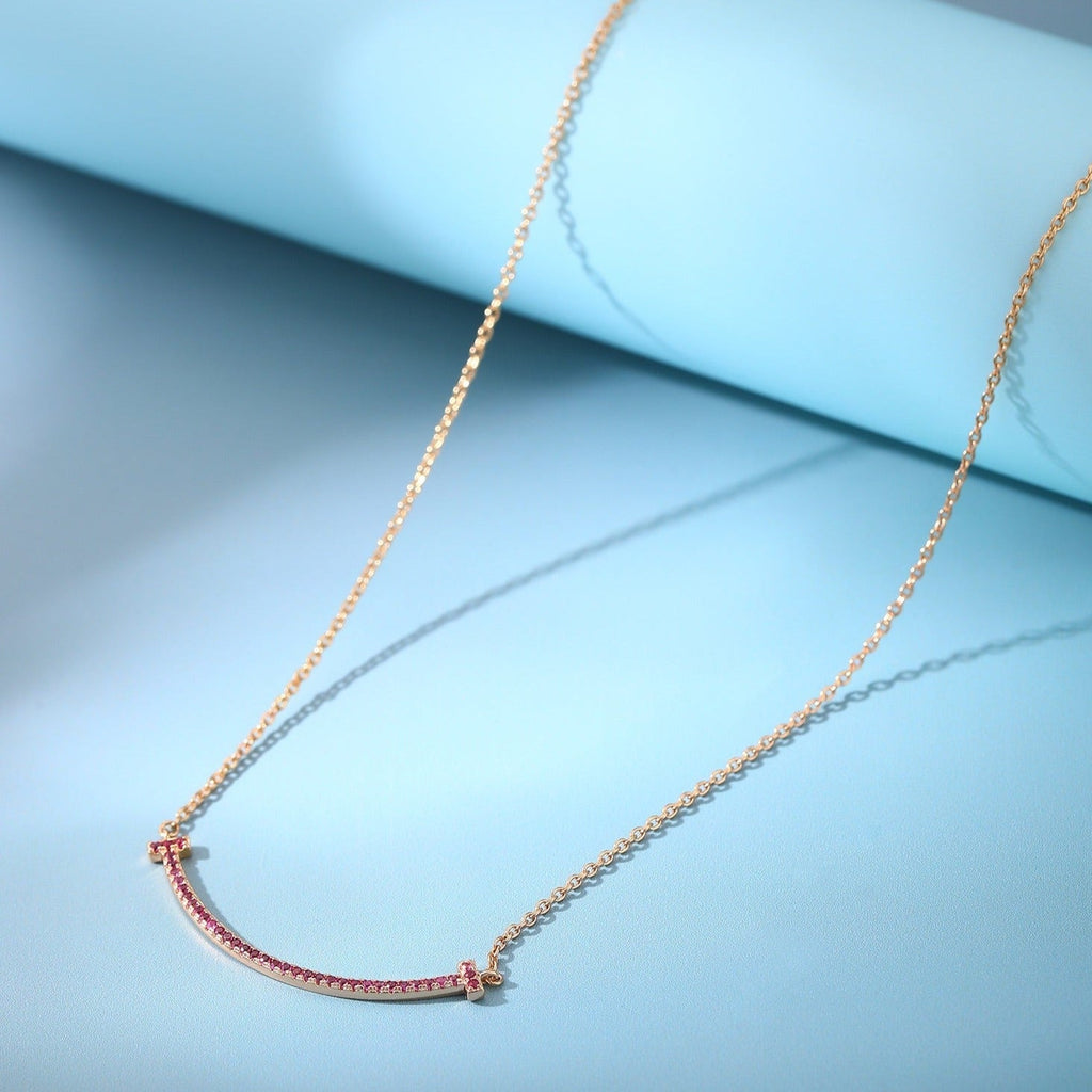 TIFFANY BIG SMILE PEDANT PINK DIAMOND NECKLACE