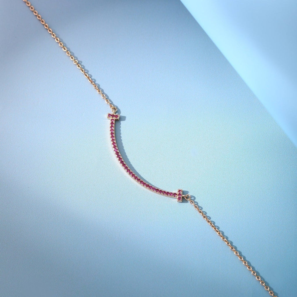TIFFANY BIG SMILE PEDANT PINK DIAMOND NECKLACE