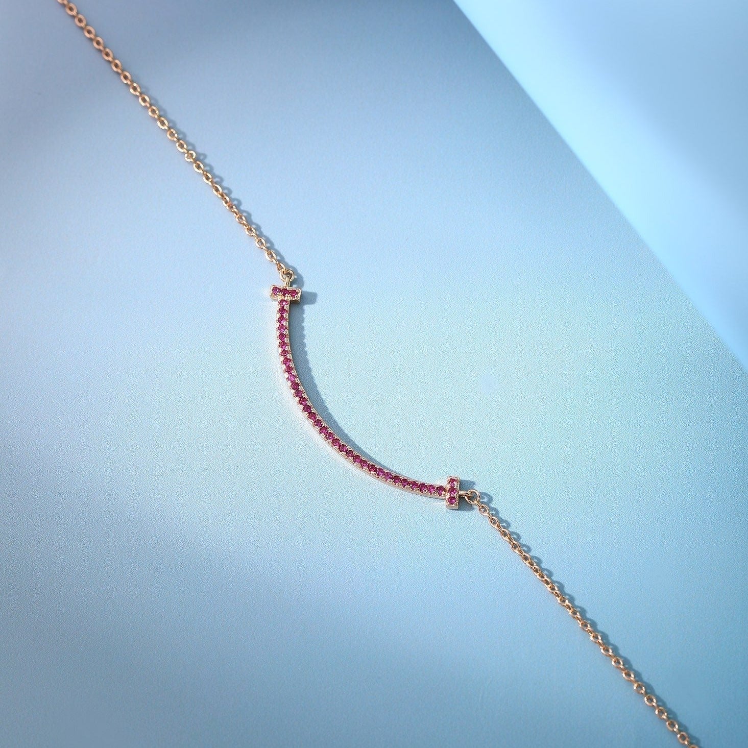 TIFFANY BIG SMILE PEDANT PINK DIAMOND NECKLACE