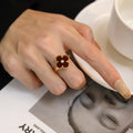 Van Cleef & Arpels CLOVER CARNELIAN RING PINK GOLD DIAMOND