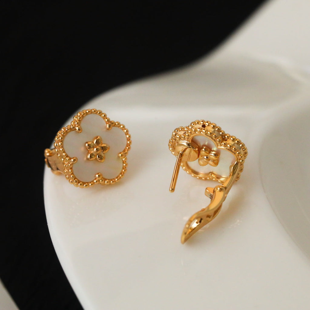 Van Cleef & Arpels LUCKY SPRING PINK GOLD MOP EARRINGS