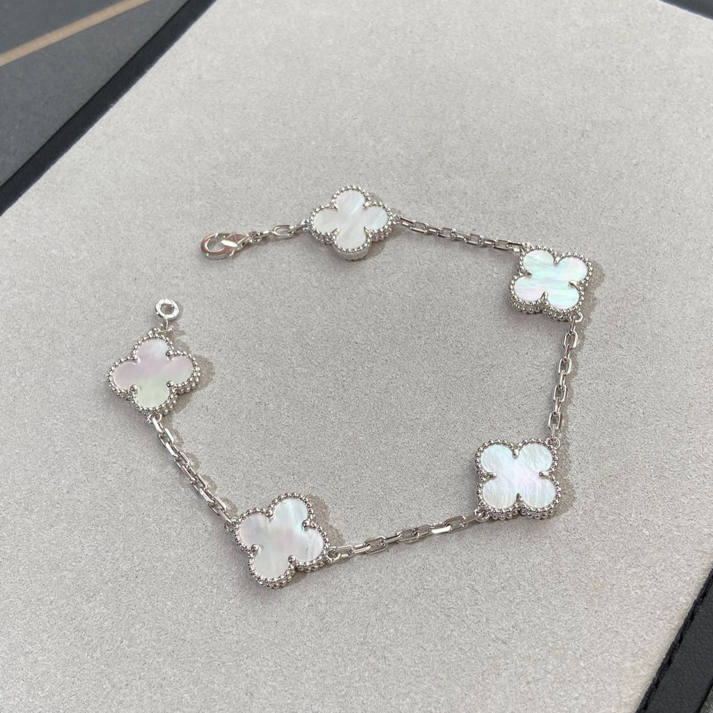 Van Cleef & Arpels CLOVER SILVER MOP 5 MOTIF BRACELET