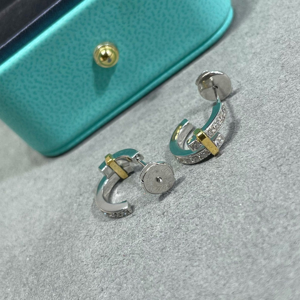 TIFFANY EDGE DIAMOND PINK GOLD EARRINGS