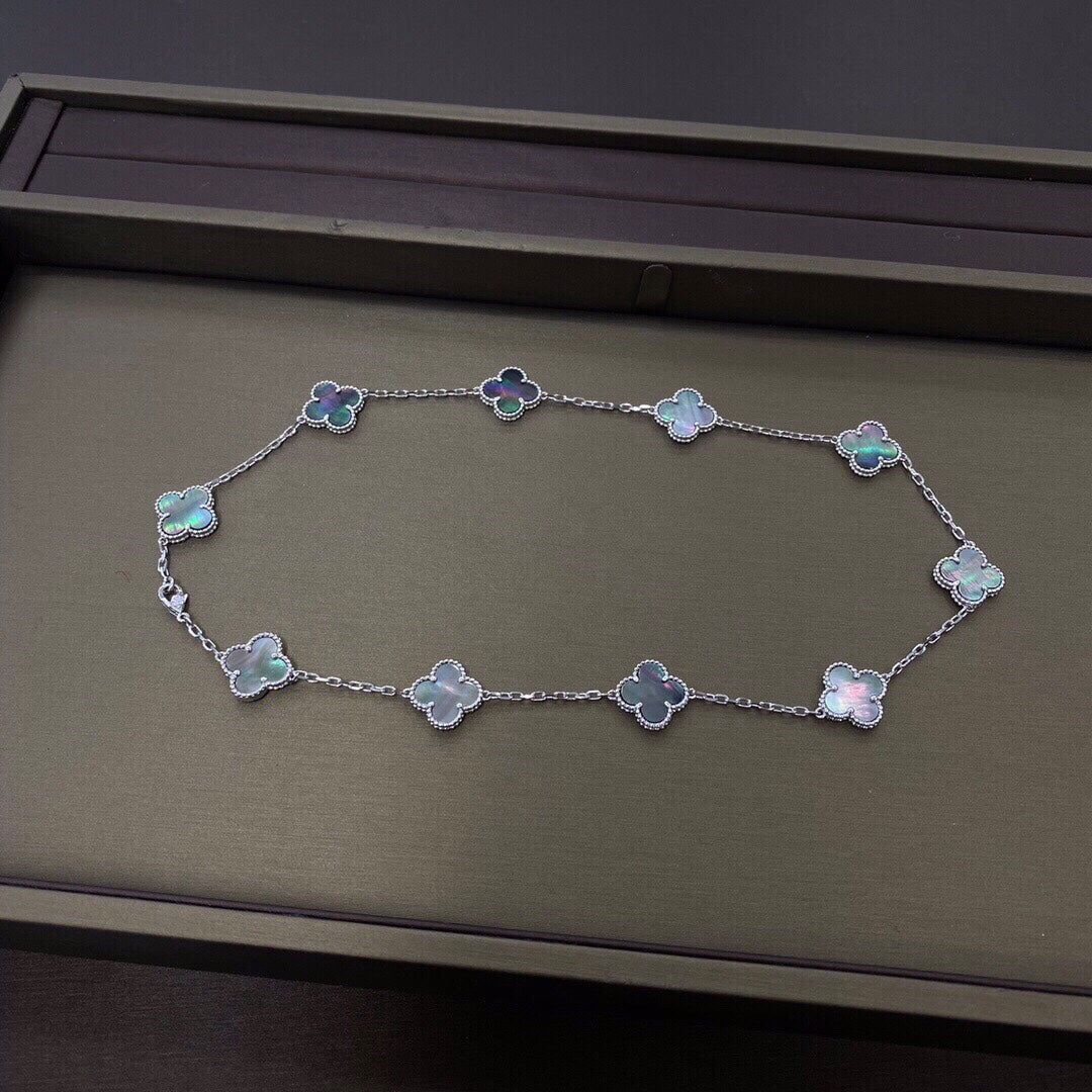 Van Cleef & Arpels CLOVER 10 MOTIFS DARK MOP NECKLACE