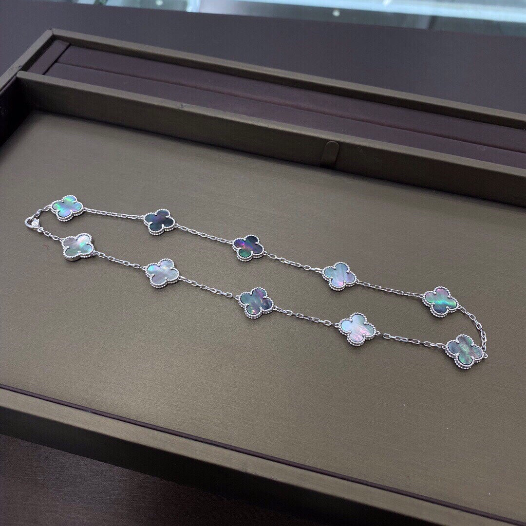 Van Cleef & Arpels CLOVER 10 MOTIFS DARK MOP NECKLACE
