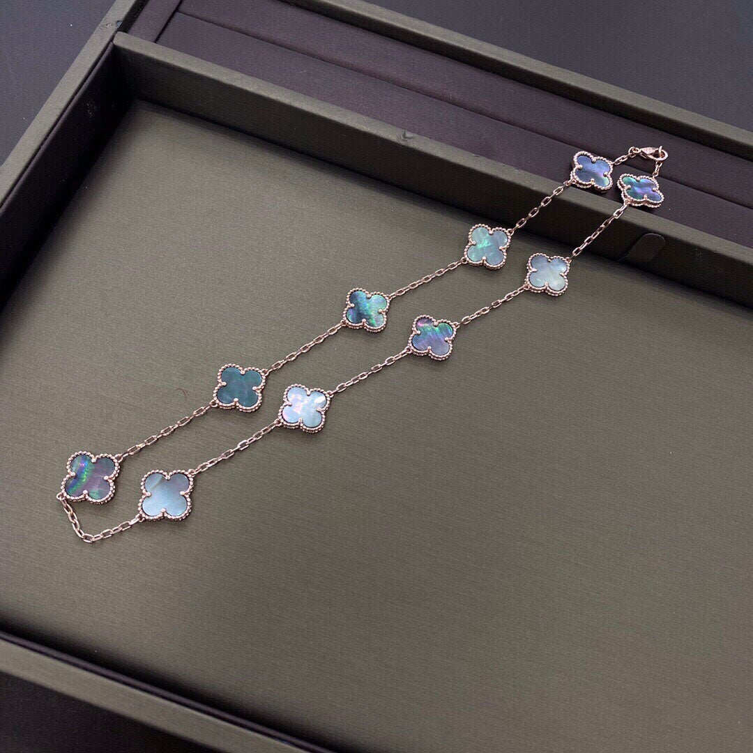 Van Cleef & Arpels CLOVER 10 MOTIFS DARK MOP NECKLACE