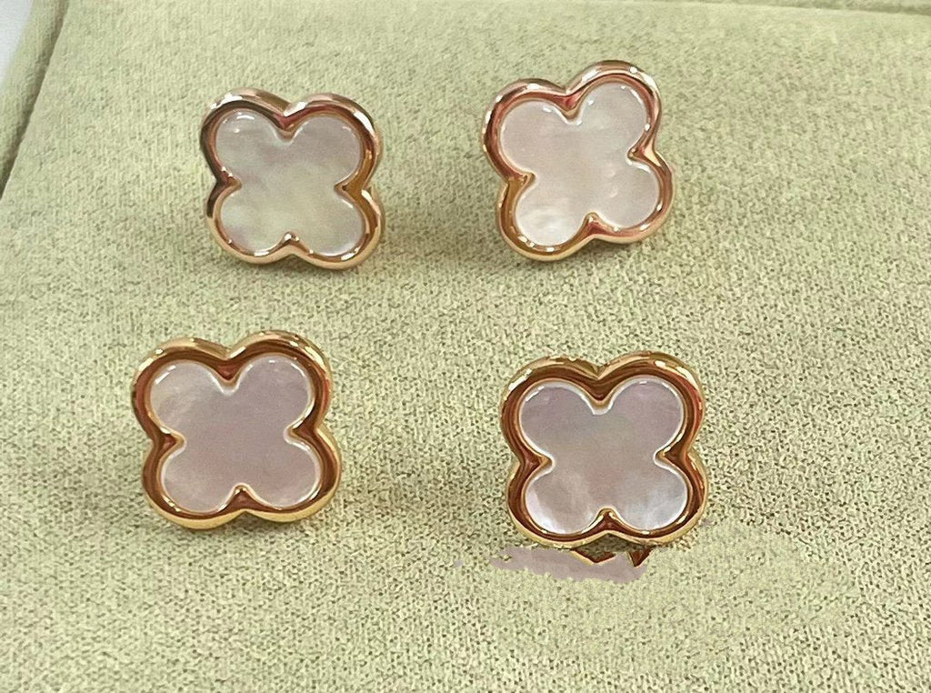Van Cleef & Arpels PURE CLOVER MOP PINK GOLD EARRINGS