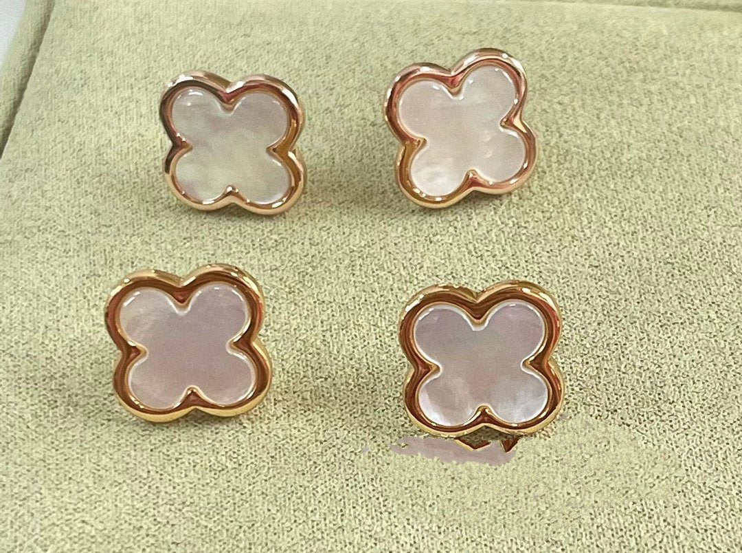 Van Cleef & Arpels PURE CLOVER MOP PINK GOLD EARRINGS