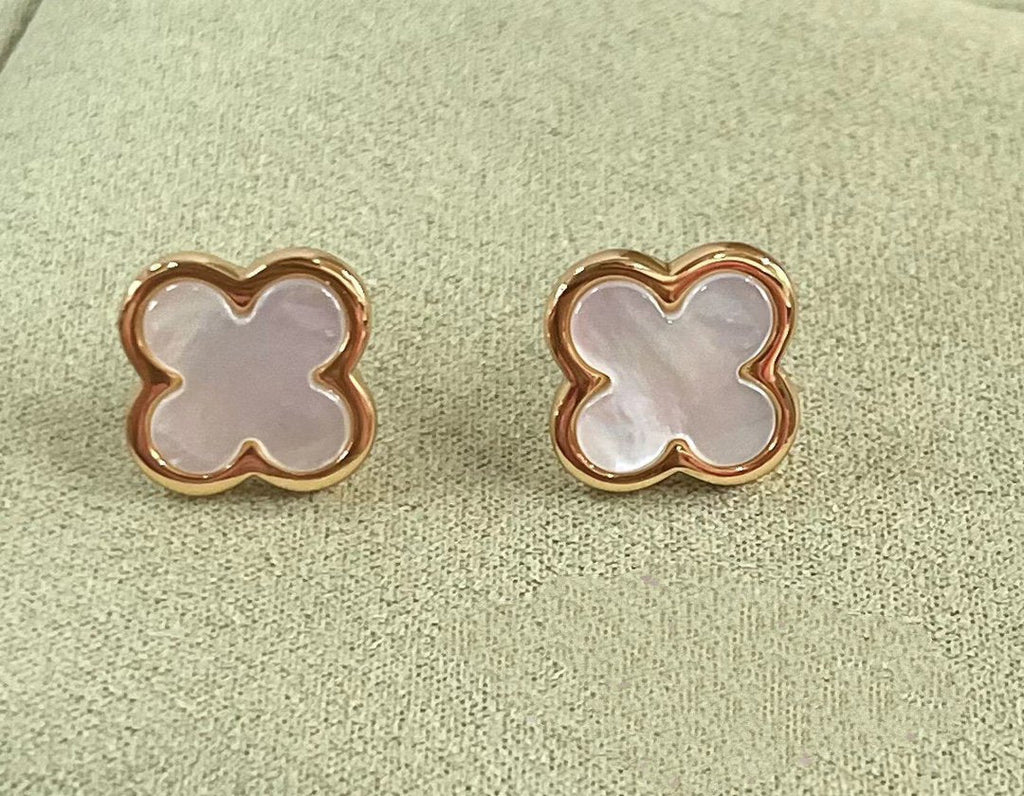 Van Cleef & Arpels PURE CLOVER MOP PINK GOLD EARRINGS