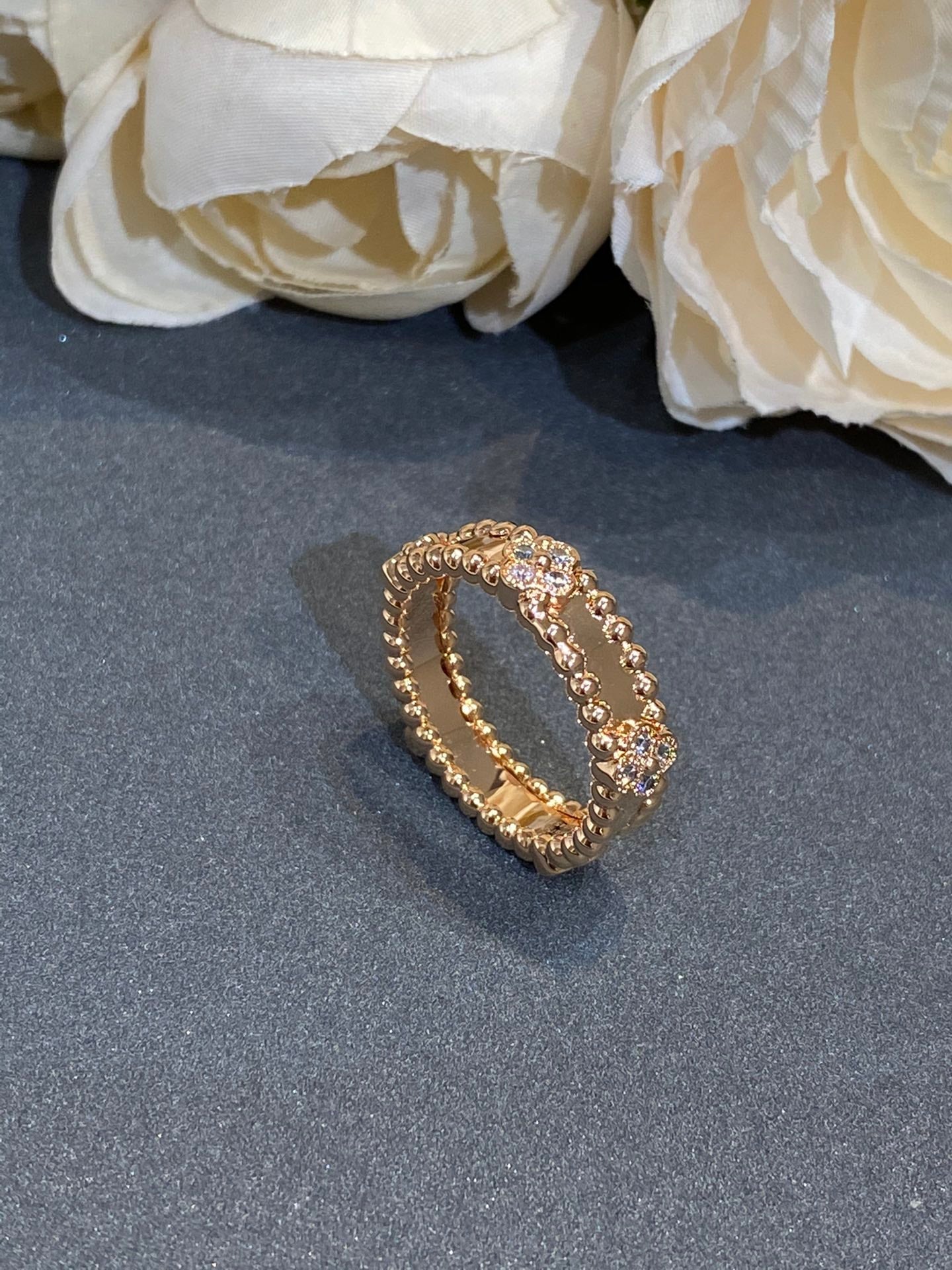 Van Cleef & Arpels PERLEE PINK GOLD DIAMOND RING