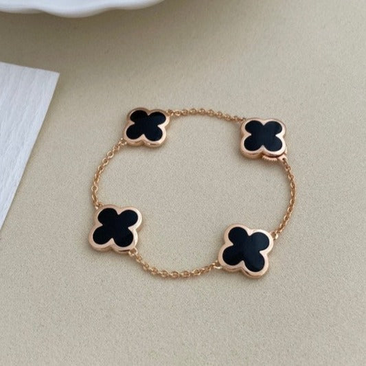Van Cleef & Arpels PURE CLOVER ONYX BRACELET 4 MOTIFS