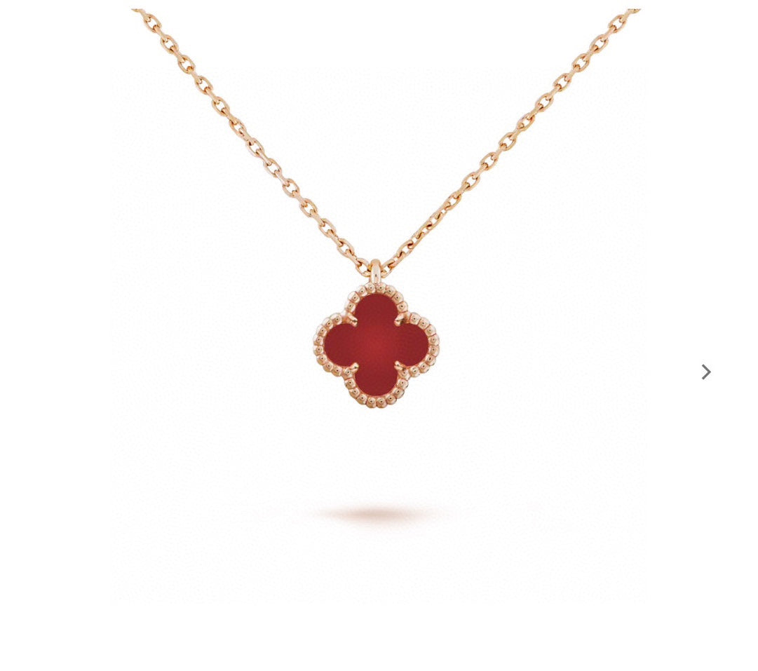 Van Cleef & Arpels CLOVER MINI PINK GOLD NECKLACE