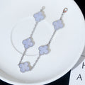 Van Cleef & Arpels CLOVER 5 MOTIF SILVER CHALCEDONY BRACELET