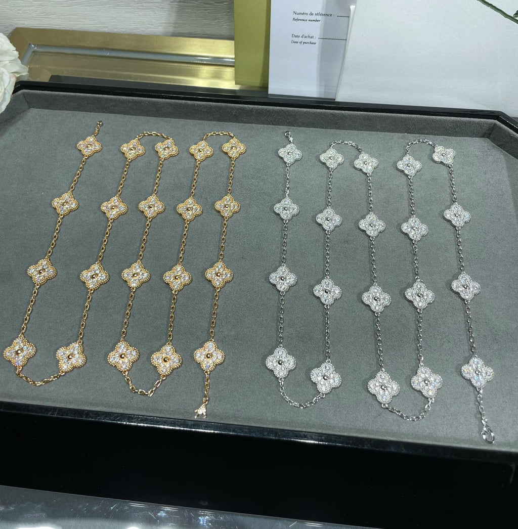 Van Cleef & Arpels CLOVER 20 MOTIF DIAMOND NECKLACE