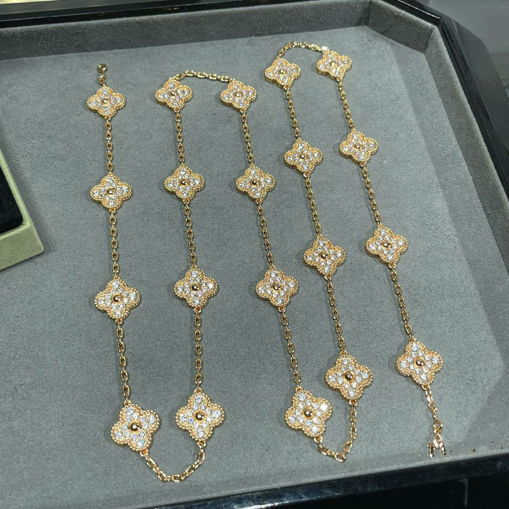 Van Cleef & Arpels CLOVER 20 MOTIF DIAMOND NECKLACE