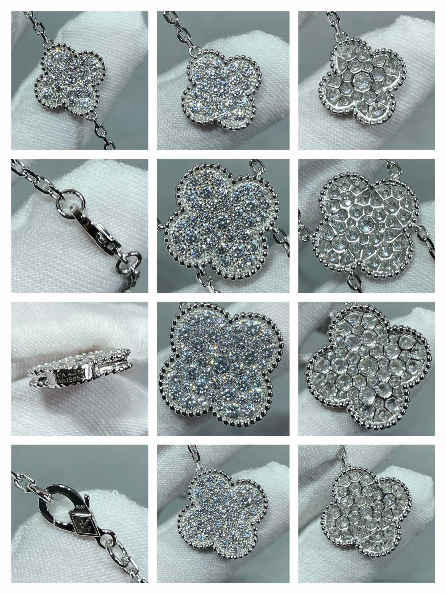Van Cleef & Arpels CLOVER 6 MOTIF DIAMOND PAVED NECKLACE