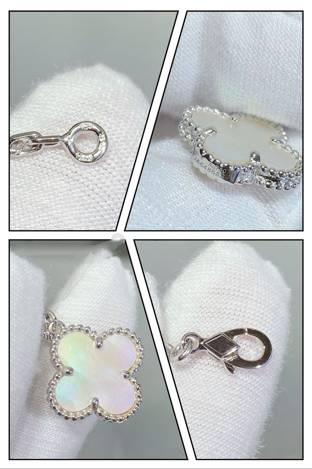 Van Cleef & Arpels CLOVER 5 MOTIF WHITE MOP SILVER BRACELET