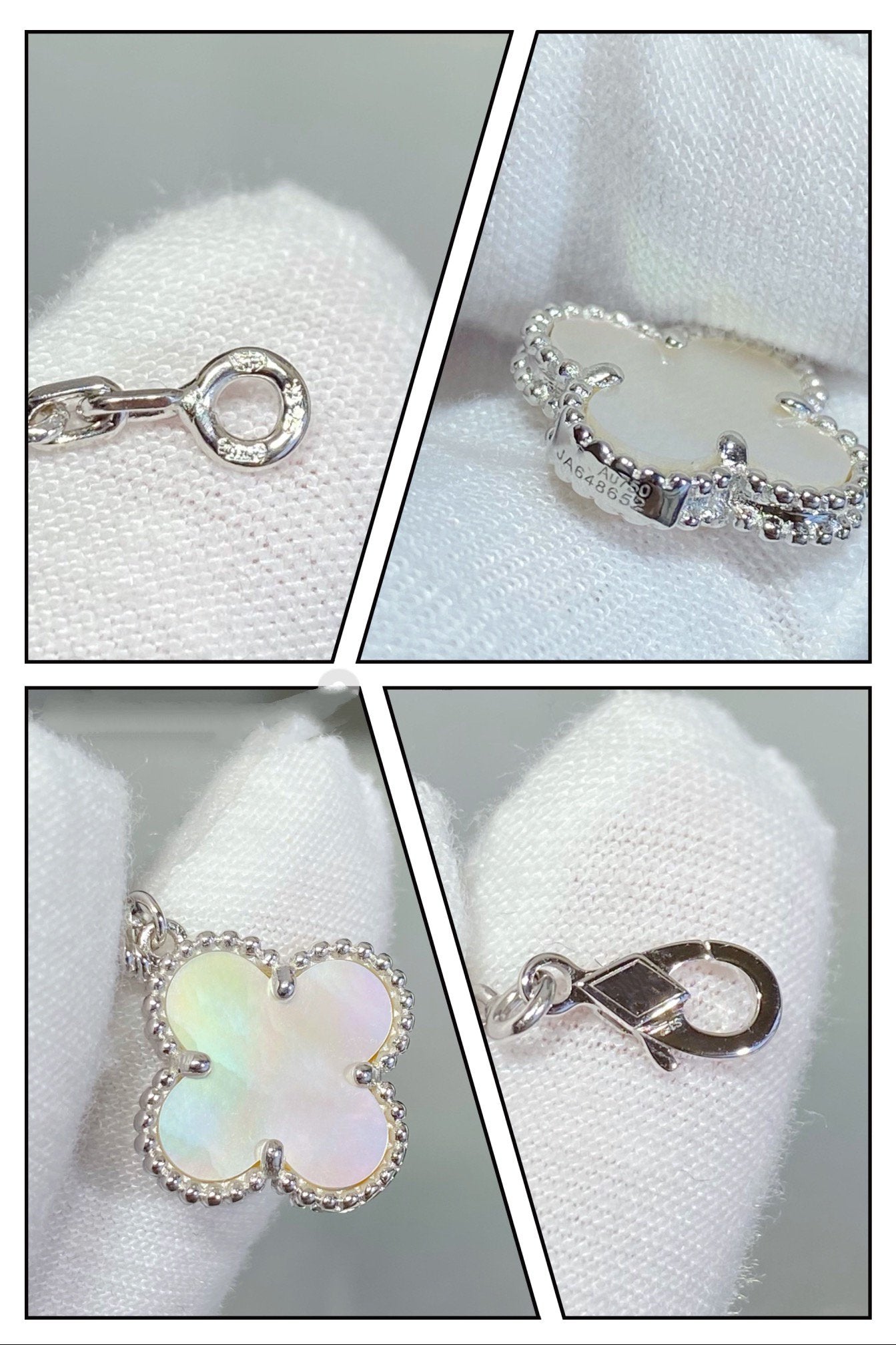 Van Cleef & Arpels CLOVER 5 MOTIF WHITE MOP SILVER BRACELET
