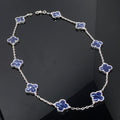 Van Cleef & Arpels CLOVER 10 MOTIF SILVER PIETERSITE NECKLACE