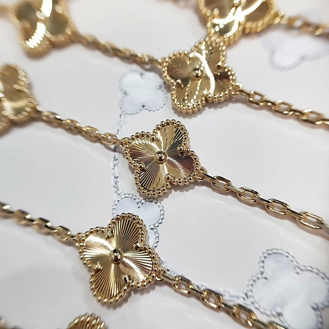 Van Cleef & Arpels CLOVER 5 MOTIF PINK GOLD BRACELET
