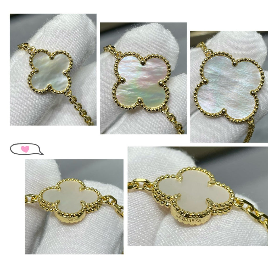 Van Cleef & Arpels CLOVER 16 MOTIF WHITE MOP GOLD NECKLACE