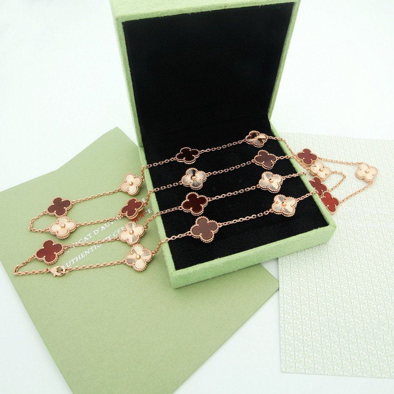 Van Cleef & Arpels CLOVER 20 MOTIF CARNELIAN 86CM NECKLACE