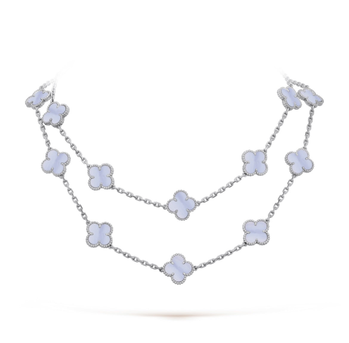 Van Cleef & Arpels CLOVER 20 MOTIF CHALCEDONY 86CM SILVER NECKLACE