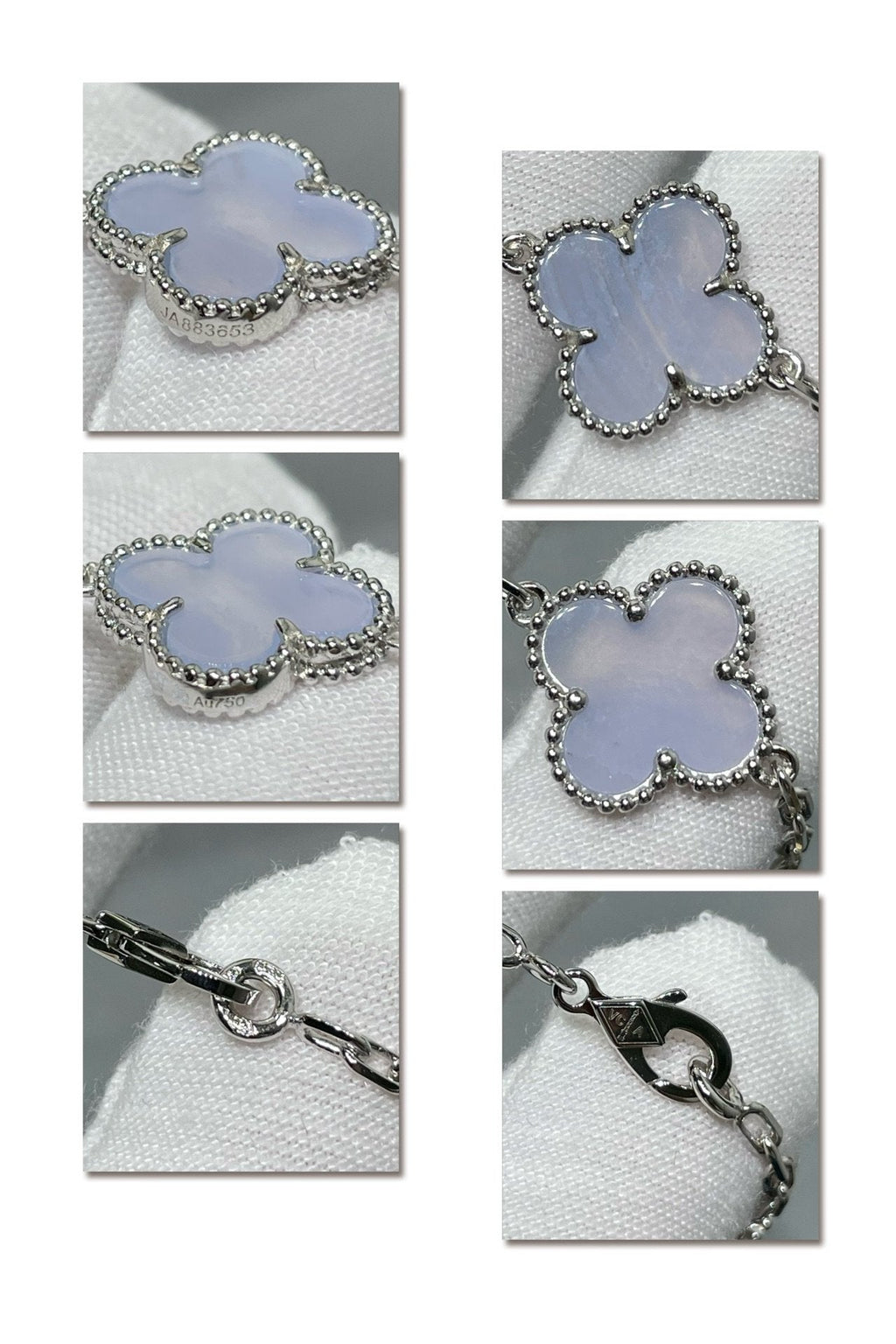 Van Cleef & Arpels CLOVER 20 MOTIF CHALCEDONY 86CM SILVER NECKLACE