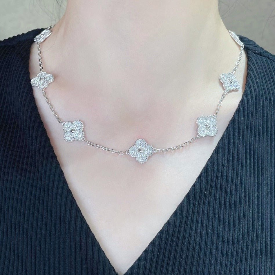 Van Cleef & Arpels CLOVER NECKLACE 10 MOTIFS DIAMOND PAVED