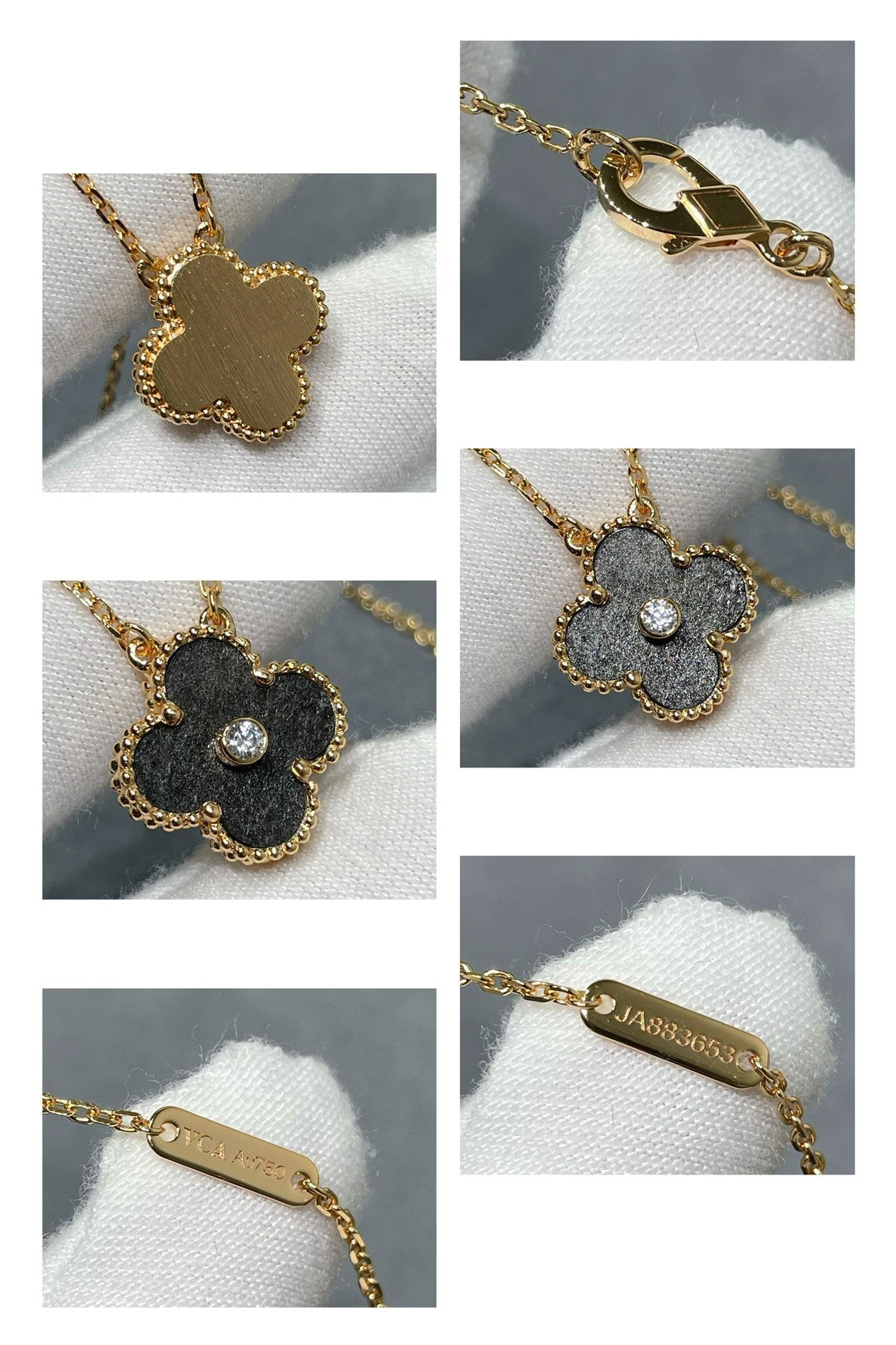 Van Cleef & Arpels CLOVER GREY MOP DIAMOND PINK GOLD NECKLACE