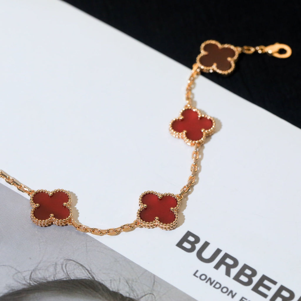 Van Cleef & Arpels CLOVER BRACELET 5 MOTIF CARNELIAN