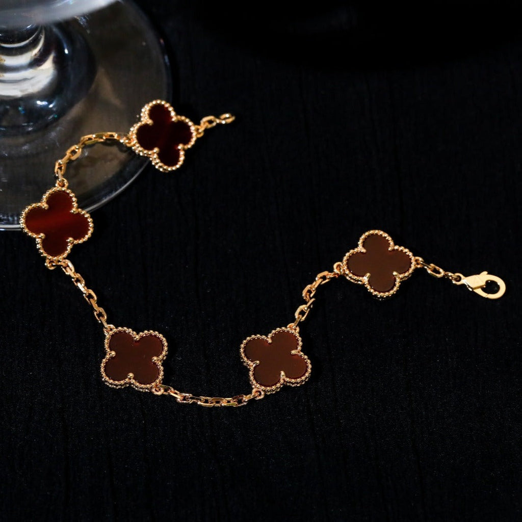 Van Cleef & Arpels CLOVER BRACELET 5 MOTIF CARNELIAN