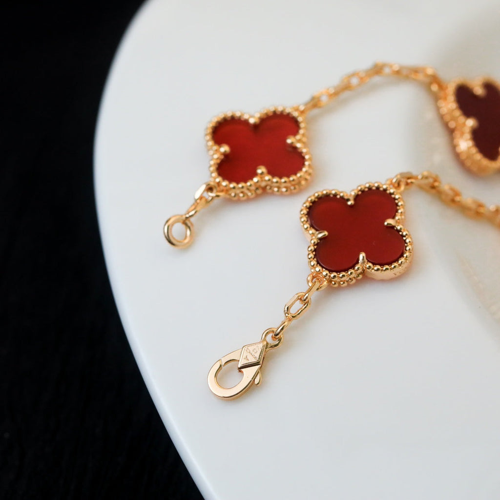 Van Cleef & Arpels CLOVER BRACELET 5 MOTIF CARNELIAN
