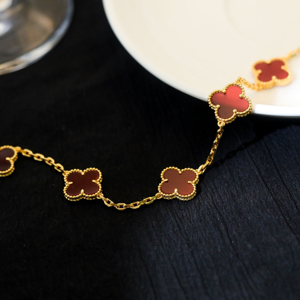 Van Cleef & Arpels CLOVER BRACELET 5 MOTIF CARNELIAN