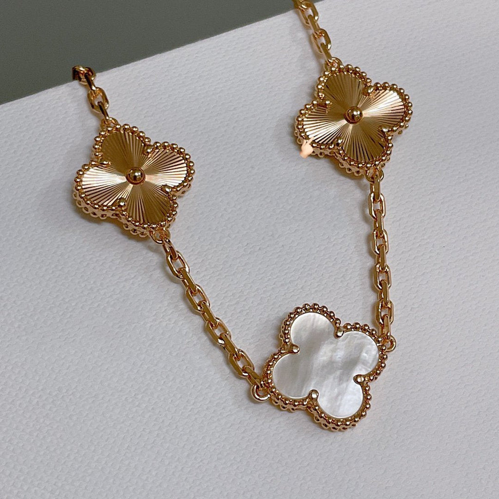 Van Cleef & Arpels CLOVER BRACELET 5 MOTIF WHITE MOP PINK GOLD