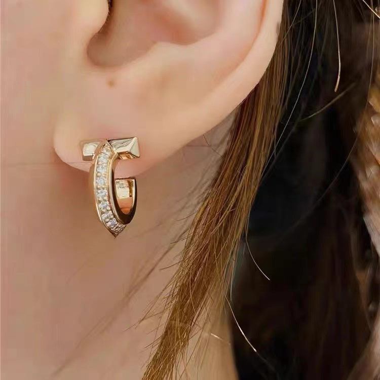 TIFFANY T1 HOOP DIAMOND EARRINGS