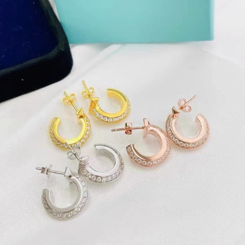 TIFFANY T1 HOOP DIAMOND EARRINGS