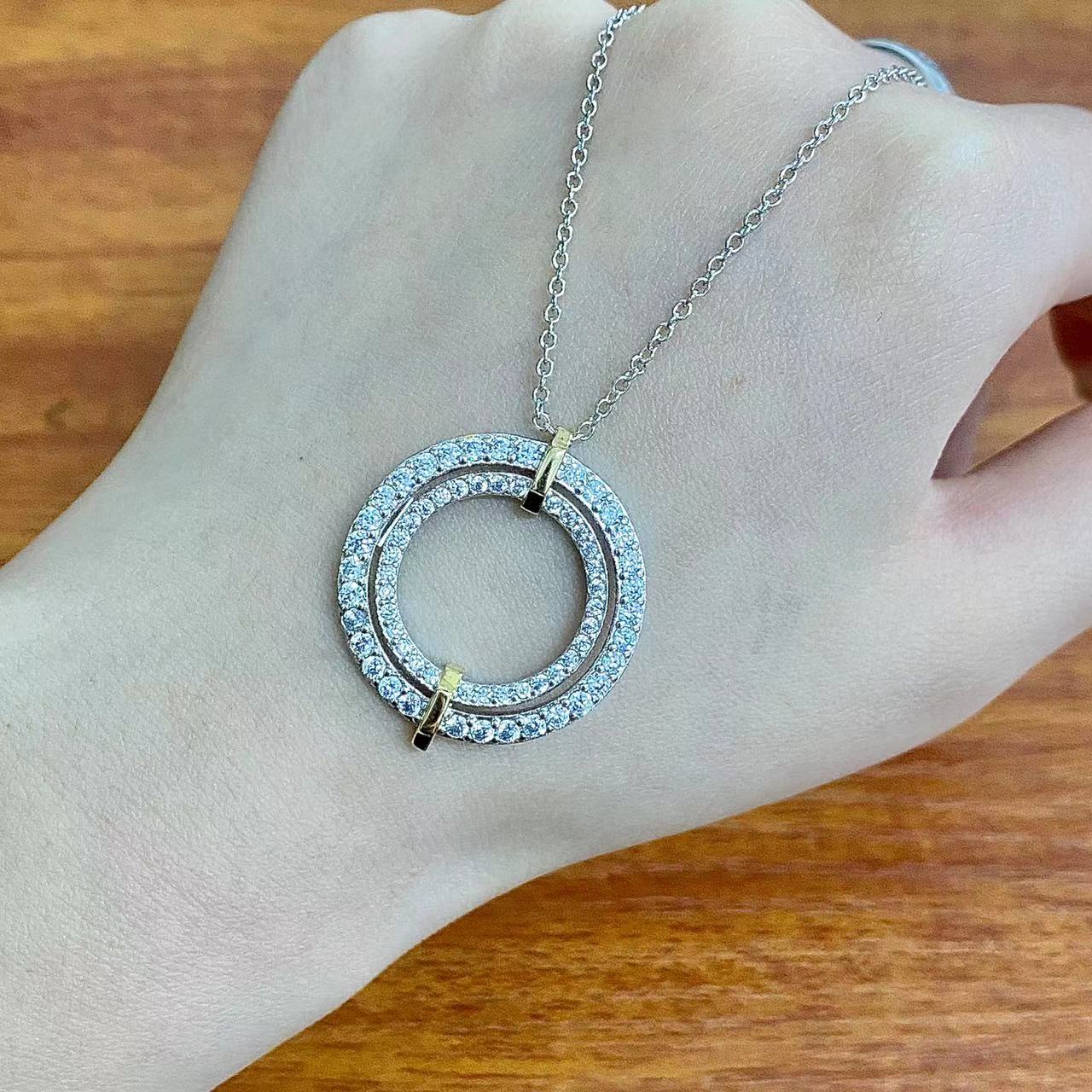 TIFFANY EDGE DIAMOND GOLD SILVER NECKLACE