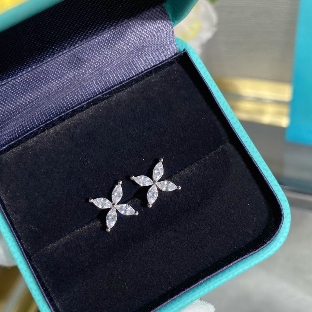 TIFFANY VICTORIA SILVER DIAMOND STUD MINI EARRINGS